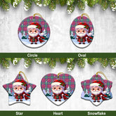 Lindsay Ancient Tartan Christmas Ceramic Ornament - Santa Claus In Kilt Style